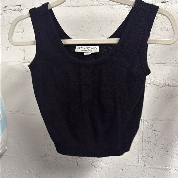 St. John Tops - St. John Black Fitted Crop Tank Top Knit SIZE P - Like New